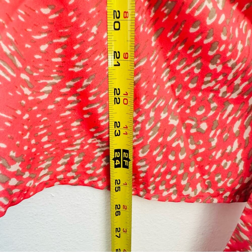 BANANA REPUBLIC Salmon Pink Cream Beige Print Neck Tie Button Tank Top Blouse S - Picture 13 of 14